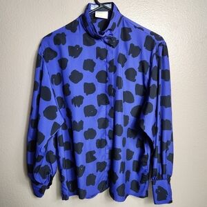 Galeries Lafayette Collection VTG Wmns Purple/Black Abstract Blouse-Size M/EU 40